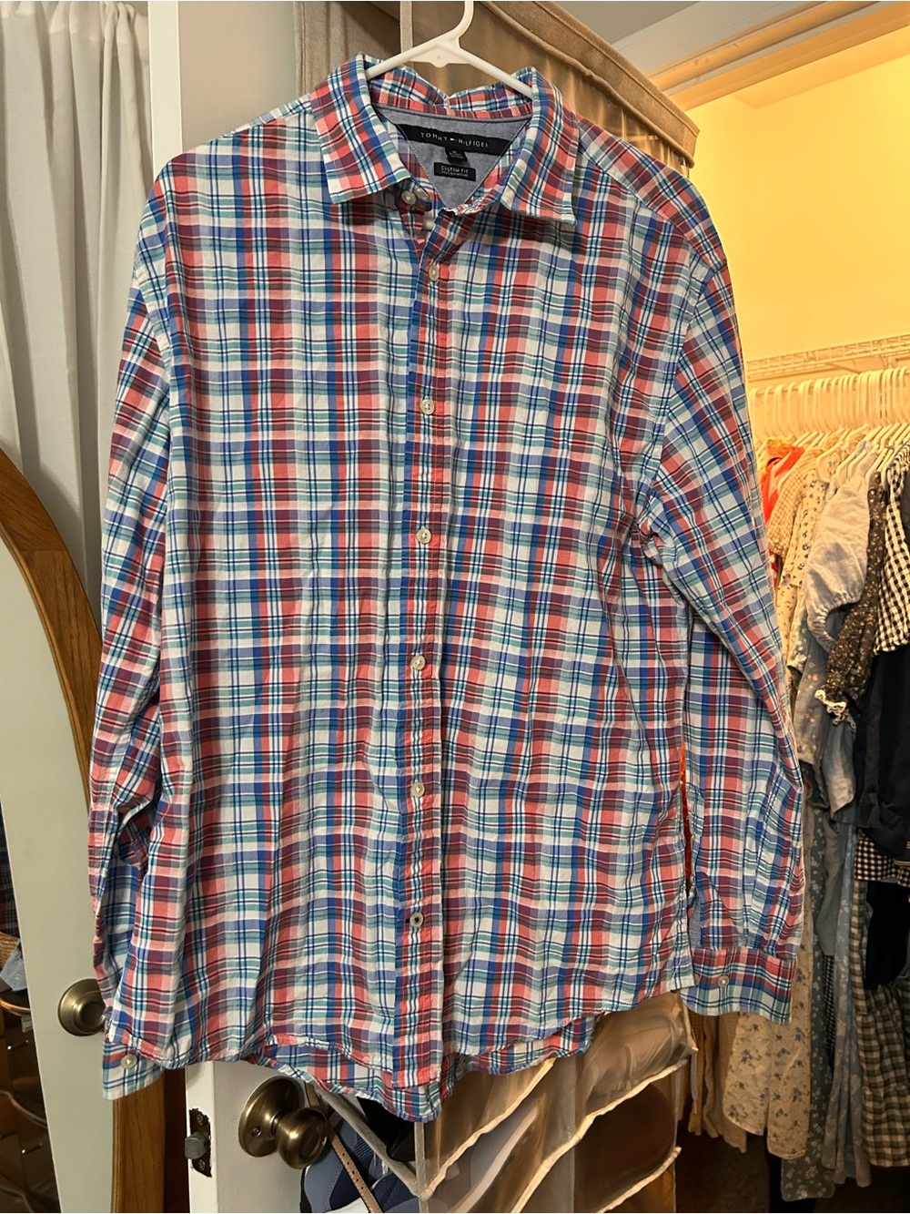 Tommy Hilfiger XL Red White Blue Plaid Button-Down Shirt